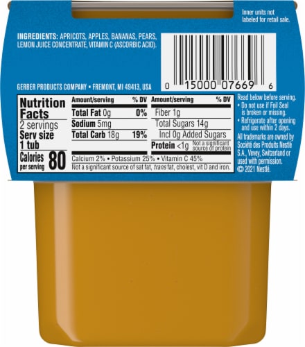 Gerber® 2nd Foods Apricot Mixed Fruit Stage 2 Baby Food Perspective: back
