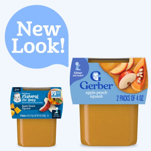 Gerber 2nd Foods Natural for Baby Baby Food Apple Peach Squash 4 oz Tubs (2 Pack) Perspective: back