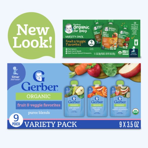 Gerber 2nd Foods Organic for Baby Fruit & Veggie Variety Pack Pouch Perspective: back