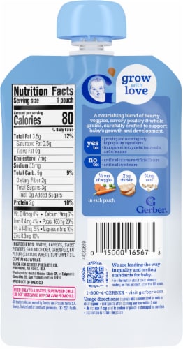 Gerber® Nourishing Blends Stage 2 Carrot Sweet Potato Chicken & Peas Infant Puree Pouch Perspective: back
