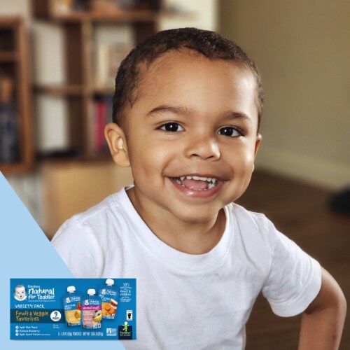Gerber® Toddler Banana Blueberry Apple Pear Peach & Apple Sweet Potato Value Pack Baby Food Pouches Perspective: back