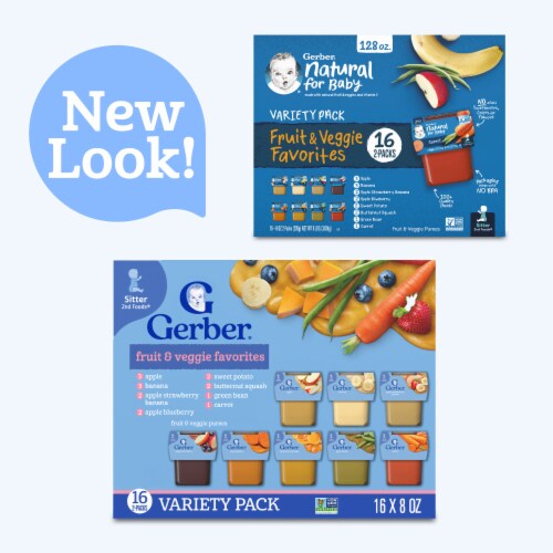 Gerber 2nd Foods Natural for Baby Fruit & Veggie Favorites Variety Pack Tubs Perspective: back