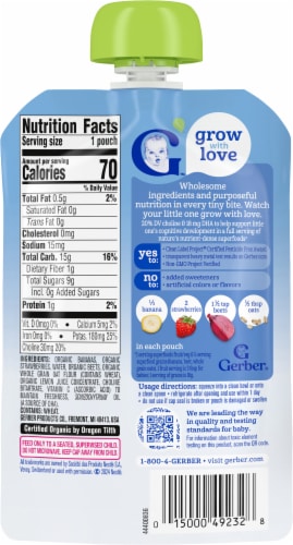 Gerber® Organic Toddler Banana Strawberry Beet & Oatmeal Baby Food Perspective: back