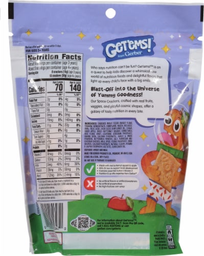 Gerber® Get'ems!™ Parmesan Space Crackers Kids Snack Bag Perspective: back