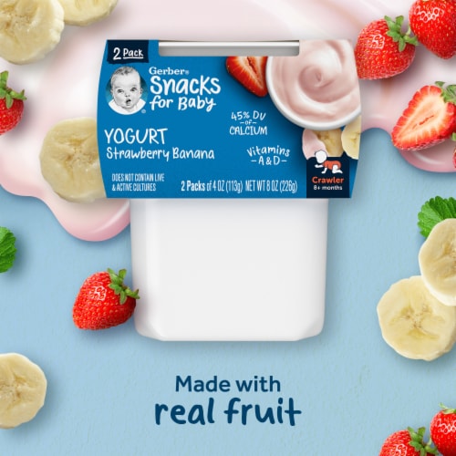 Gerber Yogurt Blends Stage 3 Baby Snacks Banana Strawberry Perspective: back