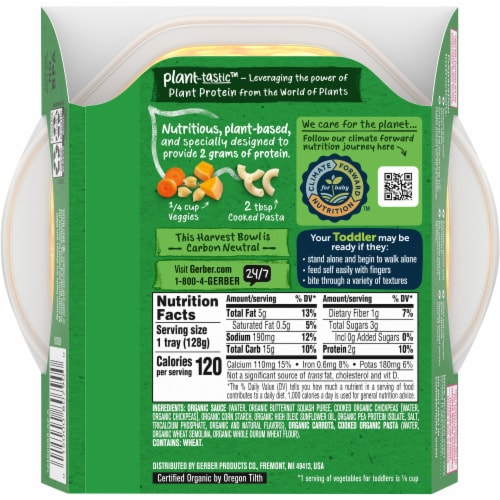 Gerber® Plant-tastic™ Harvest Bowl Vegan Macaroni with Creamy Veggie Sauce Toddler Meal Perspective: back