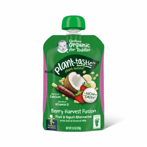 Gerber Organic Baby Food Pouches Plant-tastic Berry Harvest Fruit and Yogurt Alternative Perspective: back