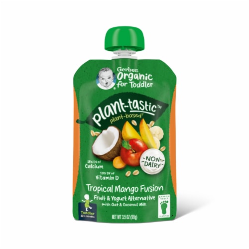 Gerber Organic Baby Food Toddler Plant-tastic Tropical Mango Fusion Fruit and Yogurt Alternative Perspective: back
