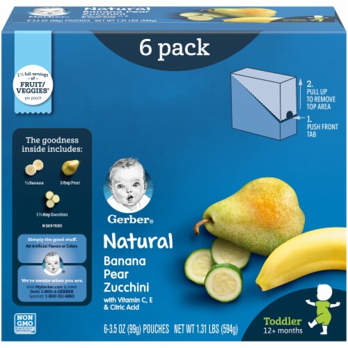 Gerber® Natural Banana Pear & Zucchini Toddler Baby Food Perspective: back