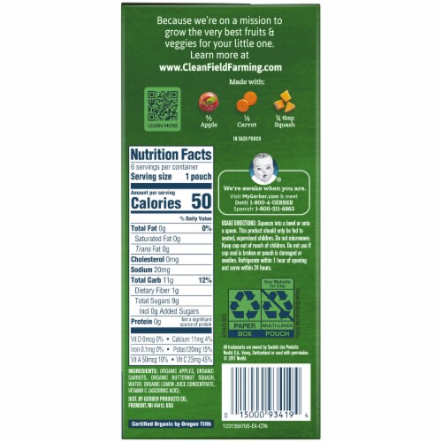 Gerber® Organic Apple Carrot Squash Sitter Multipack Perspective: back