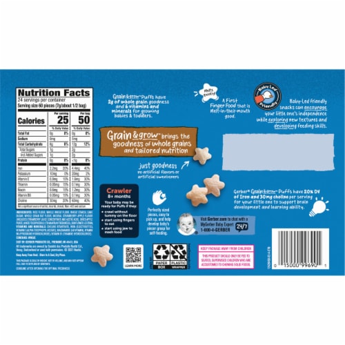 Gerber Strawberry Apple Puffs to Go Perspective: back