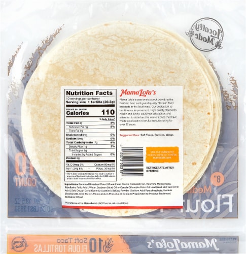 Mama Lola's Medium Soft Taco Flour Tortillas Perspective: back