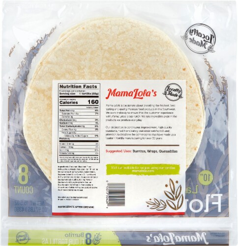 Mama Lola's Large Burrito Flour Tortillas Perspective: back