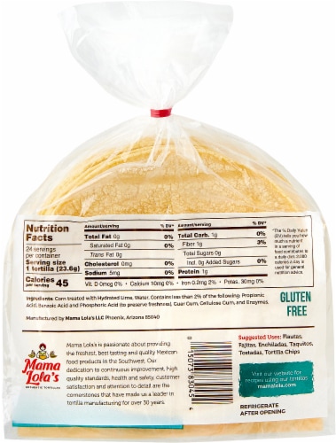 Mama Lola's Taco Yellow Corn Tortillas Perspective: back