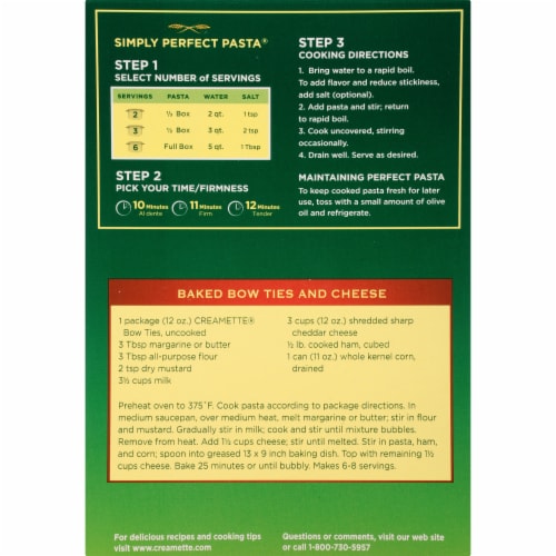 Creamette® Bow Ties Pasta Perspective: back