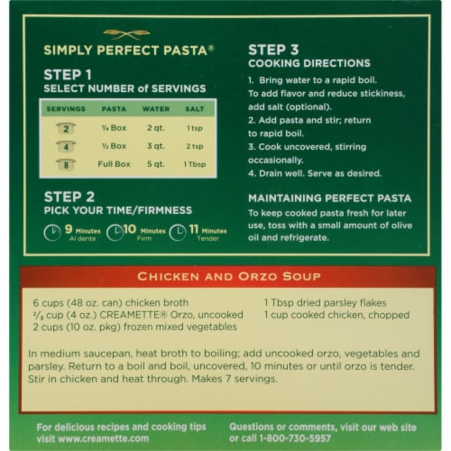 Creamette Orzo Pasta Perspective: back