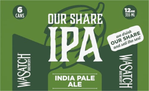 Wasatch® Brewery Our Share IPA Beer Perspective: back