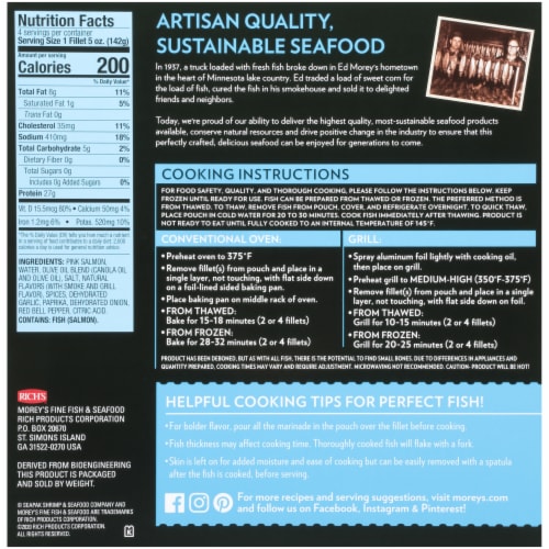 SeaPak Morey's™ Fine Fish & Seafood Wild Salmon Fillets Perspective: back