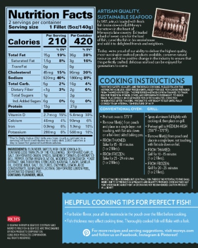 SeaPak Morey's Wild Flounder Garlic & Herb, Frozen Perspective: back