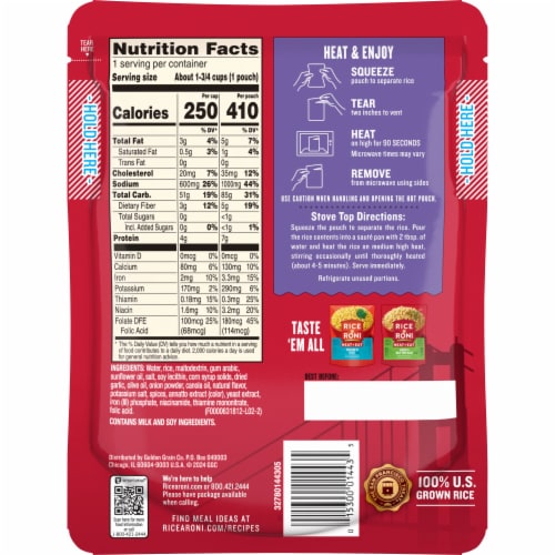 Rice-A-Roni® Heat & Eat Garlic & Olive Oil Rice Perspective: back