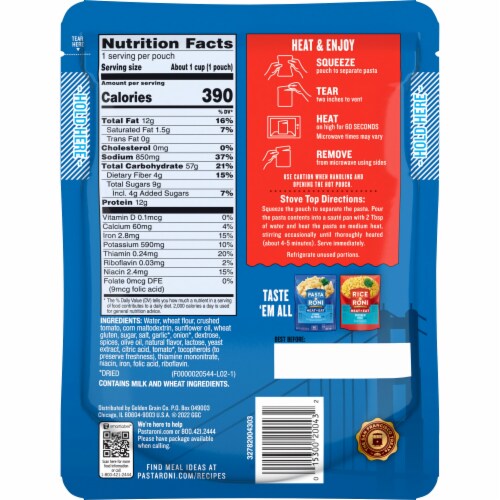 Pasta Roni Rotini Marinara Pasta Mix Perspective: back