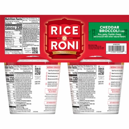 Rice-A-Roni® Cheddar Broccoli Flavor Rice Cups Perspective: back