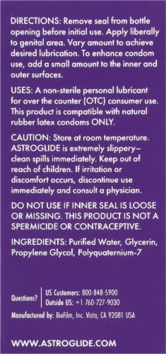Astroglide Water-Based Liquid Personal Lubricant Perspective: back