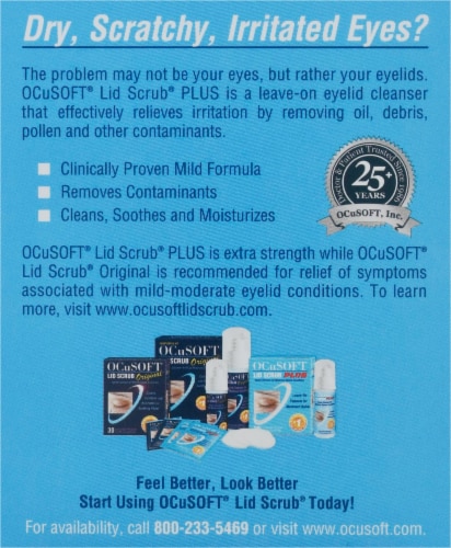 OCuSOFT Lid Scrub Plus Eyelid Cleanser Premoistened Pads 30 Count Perspective: back