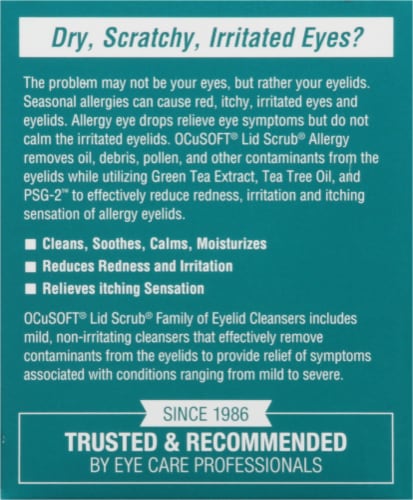 OCuSOFT® Lid Scrub Allergy Eyelid Cleanser Pads Perspective: back