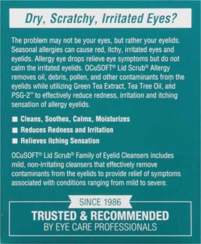 OCuSOFT® Lid Scrub Allergy Eyelid Cleanser Pads Perspective: back