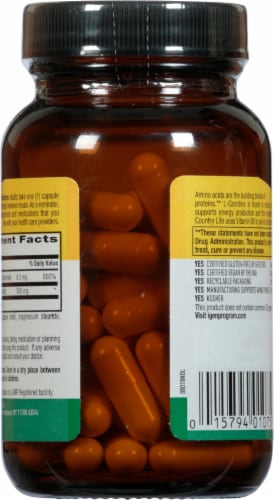 Country Life L-Carnitine 500 mg Vegan Capsules Perspective: back