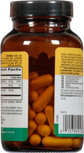 Country Life Acetyl L-Carnitine 500 mg Vegan Capsules Perspective: back