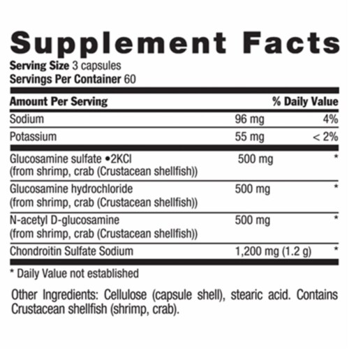 Country Life Glucosamine Chondroitin Formula, 180 Capsules Perspective: back