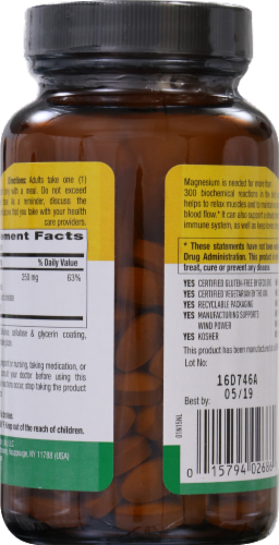 Country Life Chelated Magnesium 250 mg Tablets Perspective: back