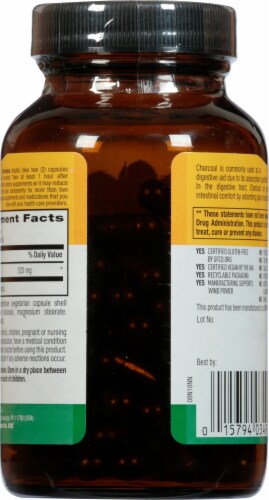 Country Life® Activated Charcoal Capsules 260mg Perspective: back