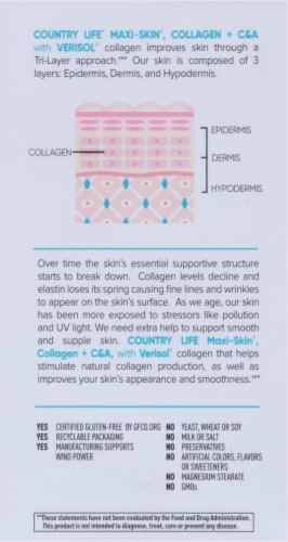 Country Life Tri-Layer Maxi-Skin Collagen + C&A Tablets Perspective: back