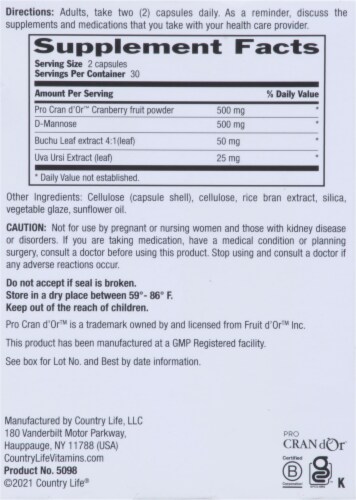 Country Life® Urinary Tract Care™ Dietary Supplement Perspective: back