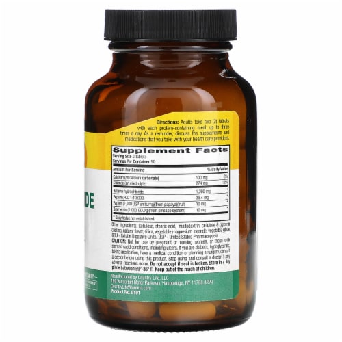 Country Life Betaine Hydrochloride with Pepsin 600 mg - 100 Tablets Perspective: back