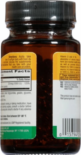 Country Life Vitamin D3 Softgels 1000 IU Perspective: back