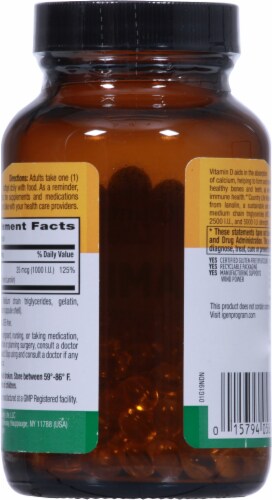 Country Life® Vitamin D3 Softgels 1000IU Perspective: back