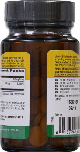 Country Life Vitamin B1 Tablets 100mg 100 Count Perspective: back