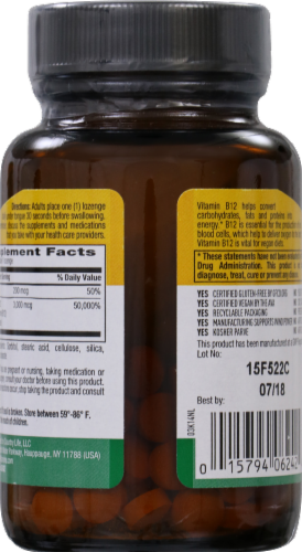Country Life Active B12 Dibencozide with Folic Acid Lozenges 60 Count Perspective: back