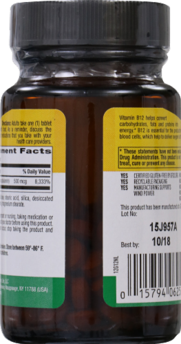 Country Life Vitamin B12 Tablets 500mcg Perspective: back
