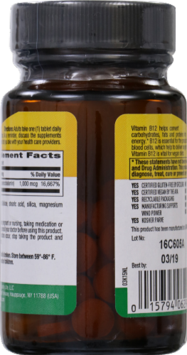 Country Life Vitamin B12 Tablets 60 Count Perspective: back