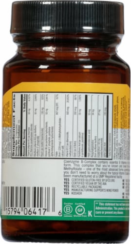 Country Life Coenzyme B-Complex Vegetarian Capsules Perspective: back