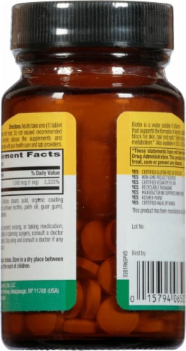 Country Life 1000 Mcg High Potency Biotin Perspective: back