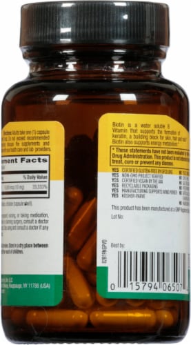 Country Life High Potency Biotin Vegetarian Capsules 10mg Perspective: back