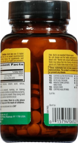 Country Life Folic Acid Tablets 250 Count Perspective: back