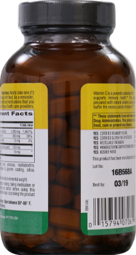 Country Life Buffered Vitamin C Tablets 1000mg 100 Count Perspective: back