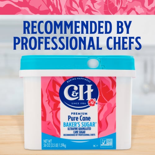 C&H Pure Cane Ultrafine Granulated Baker's Sugar Tub Perspective: back